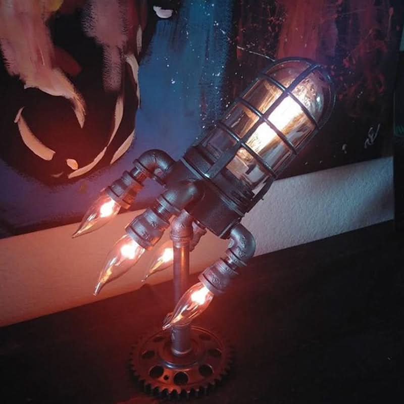 BowLift | Steampunk Rocket Table Lamp with Flame Light