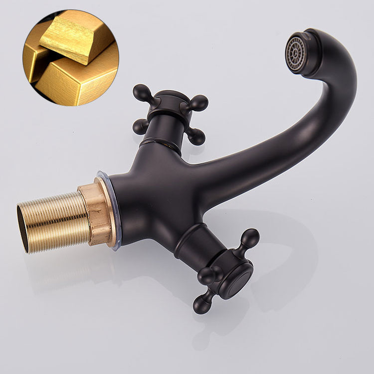 BowLift | Glam Vanity Sink Faucet Brass Cross Handles Low Arc Basin Faucet