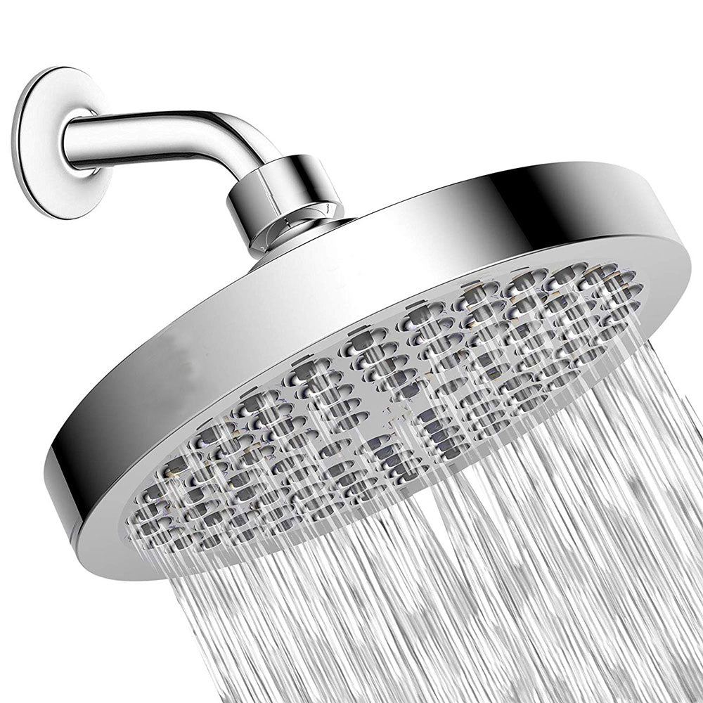 BowLift | Contemporary Fixed Shower Head Round Metal Spray Head in Silver