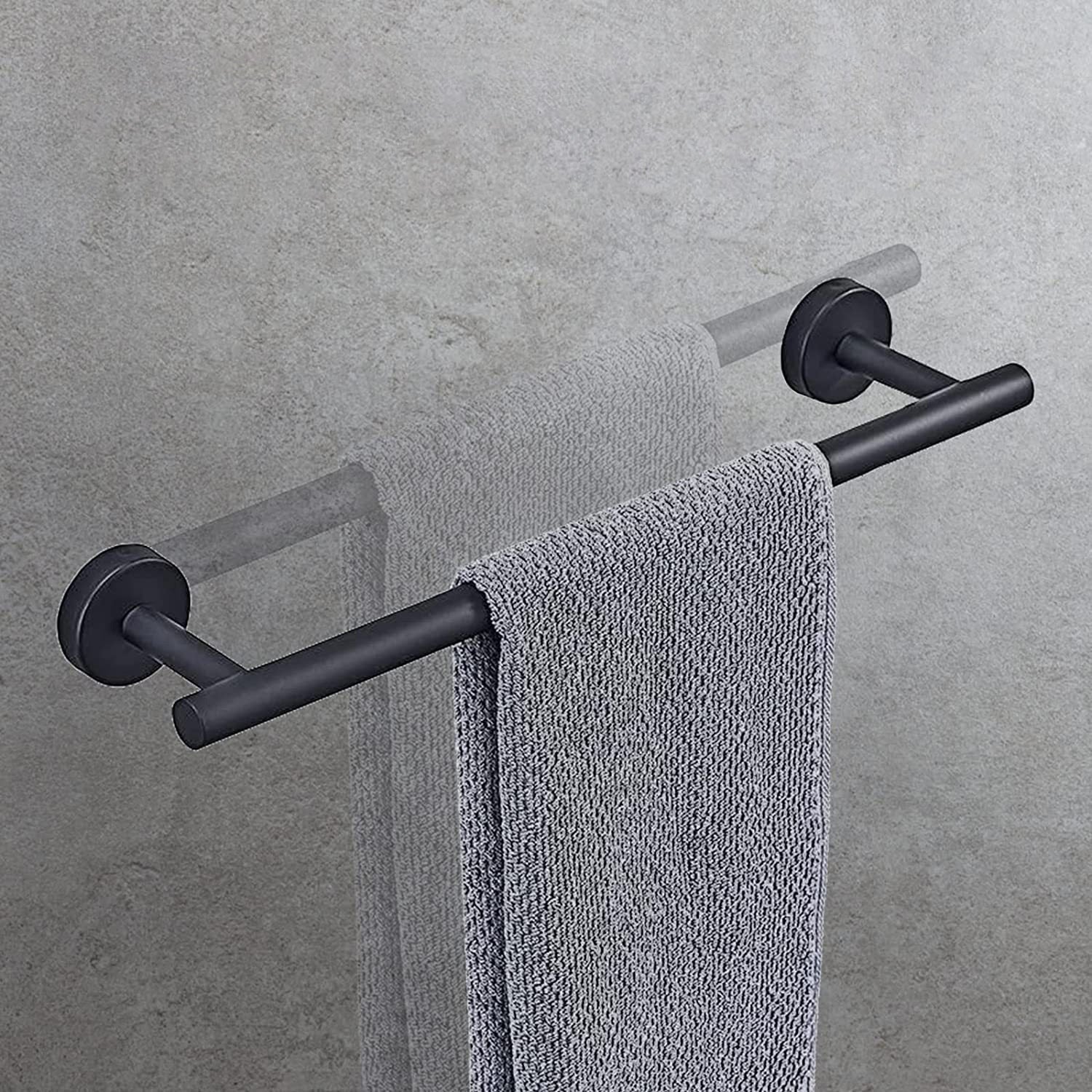 BowLift | Matt Black Bathroom Accessory Set Stainless Steel Towel Bar/Paper Holder/Bath Towel Hook