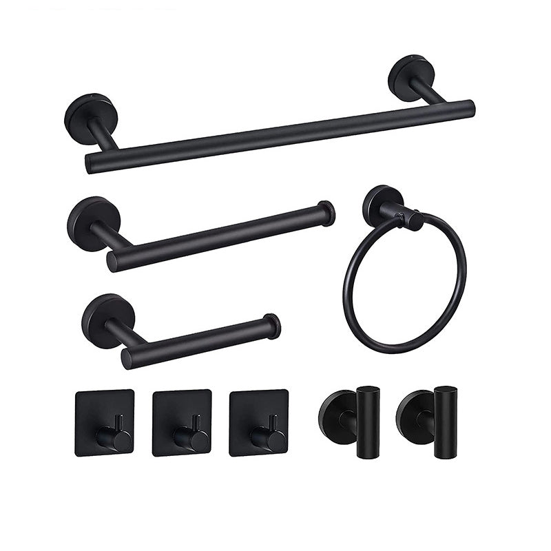 BowLift | Matt Black Bathroom Accessory Set Stainless Steel Towel Bar/Paper Holder/Bath Towel Hook