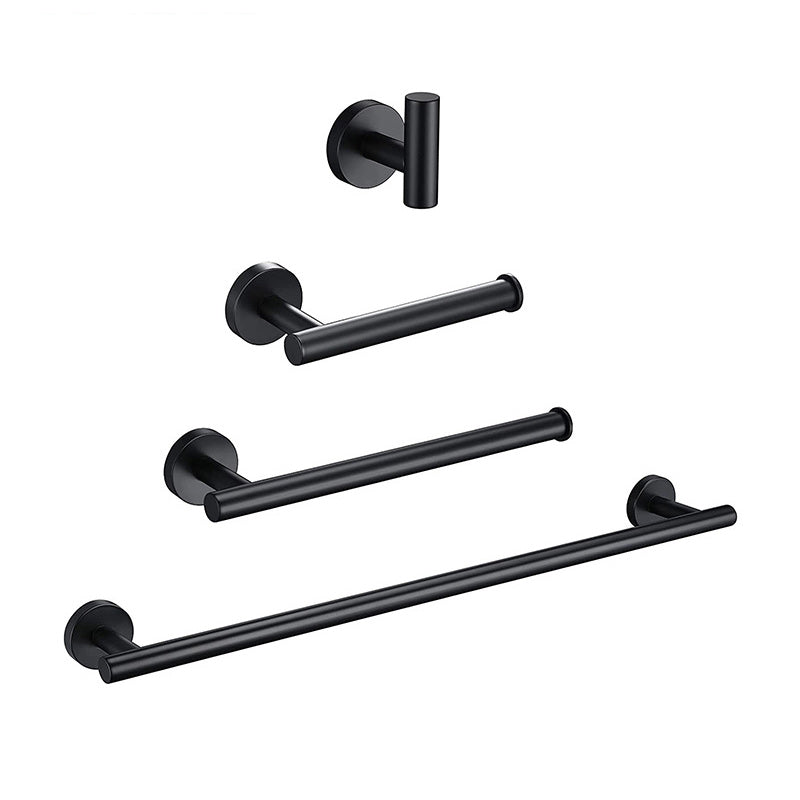 BowLift | Matt Black Bathroom Accessory Set Stainless Steel Towel Bar/Paper Holder/Bath Towel Hook
