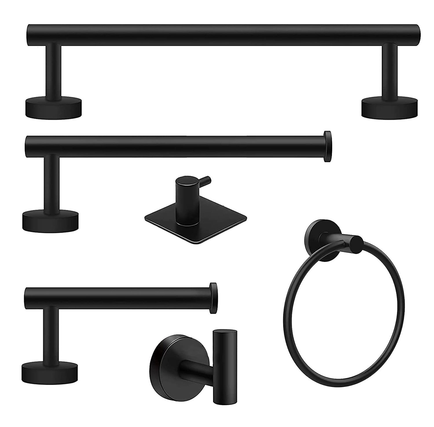 BowLift | Matt Black Bathroom Accessory Set Stainless Steel Towel Bar/Paper Holder/Bath Towel Hook