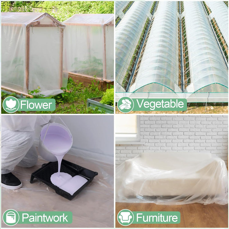 BowLift | 16 x 26 ft Clear Greenhouse Plastic Sheeting Toughness Plastic Cover 6 Mil Polyethylene Film