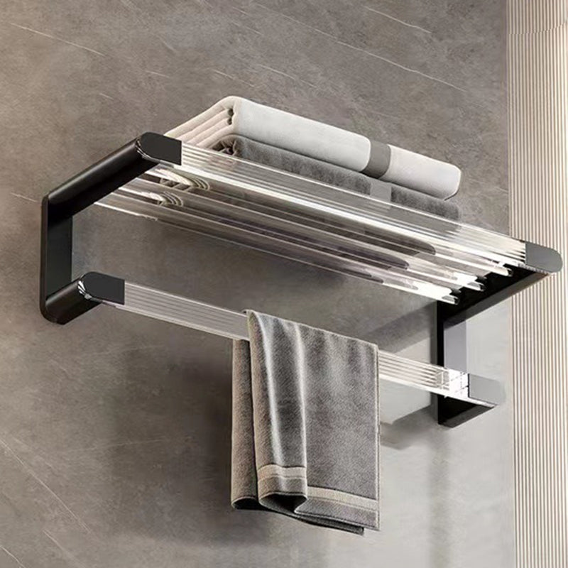 BowLift | Mattes Black Bathroom Hardware Set Metal & Acrylic Bathroom Shelf/Towel Holder/Bathrobe Hook