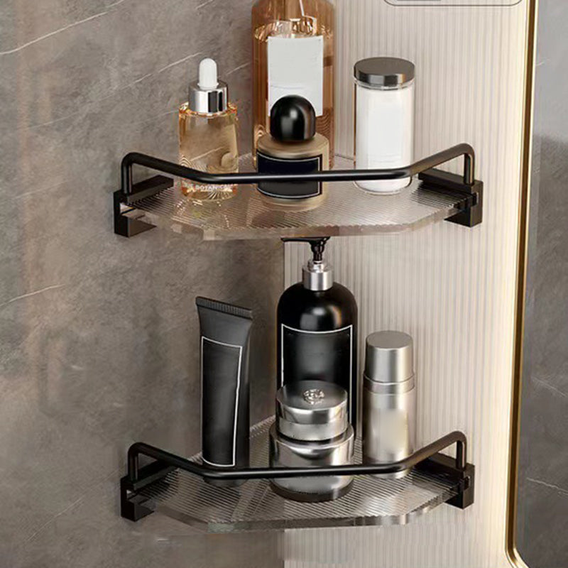 BowLift | Mattes Black Bathroom Hardware Set Metal & Acrylic Bathroom Shelf/Towel Holder/Bathrobe Hook