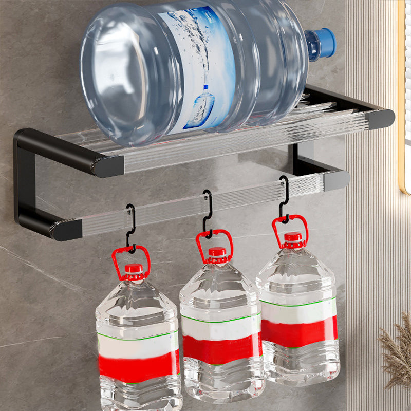 BowLift | Mattes Black Bathroom Hardware Set Metal & Acrylic Bathroom Shelf/Towel Holder/Bathrobe Hook