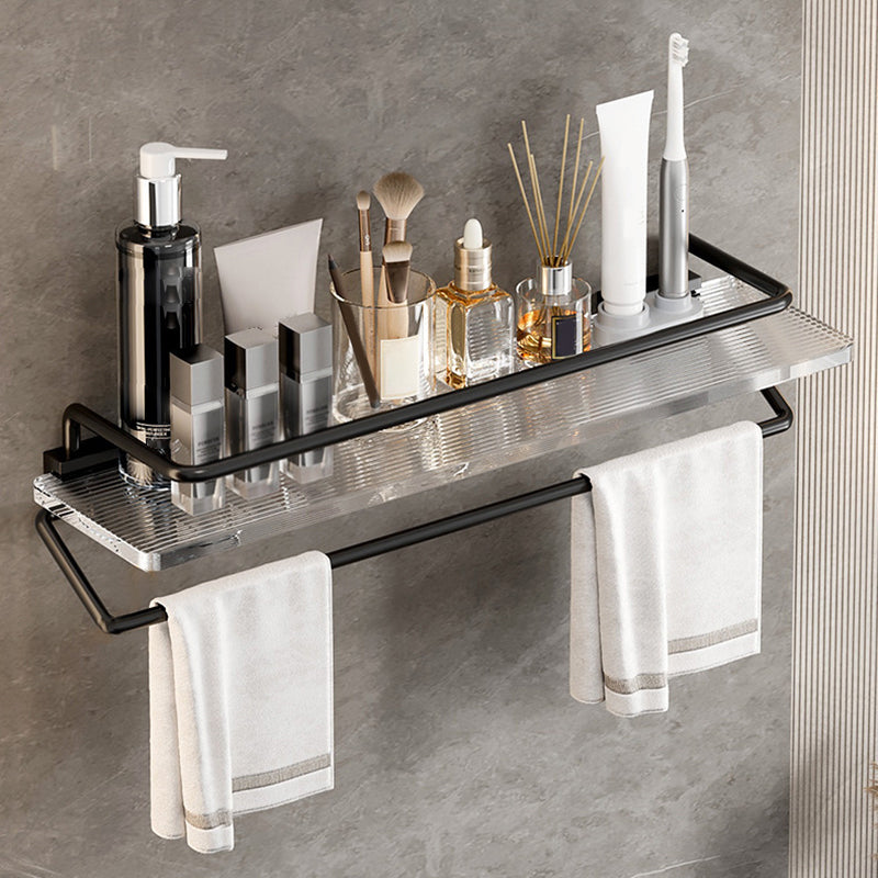 BowLift | Mattes Black Bathroom Hardware Set Metal & Acrylic Bathroom Shelf/Towel Holder/Bathrobe Hook