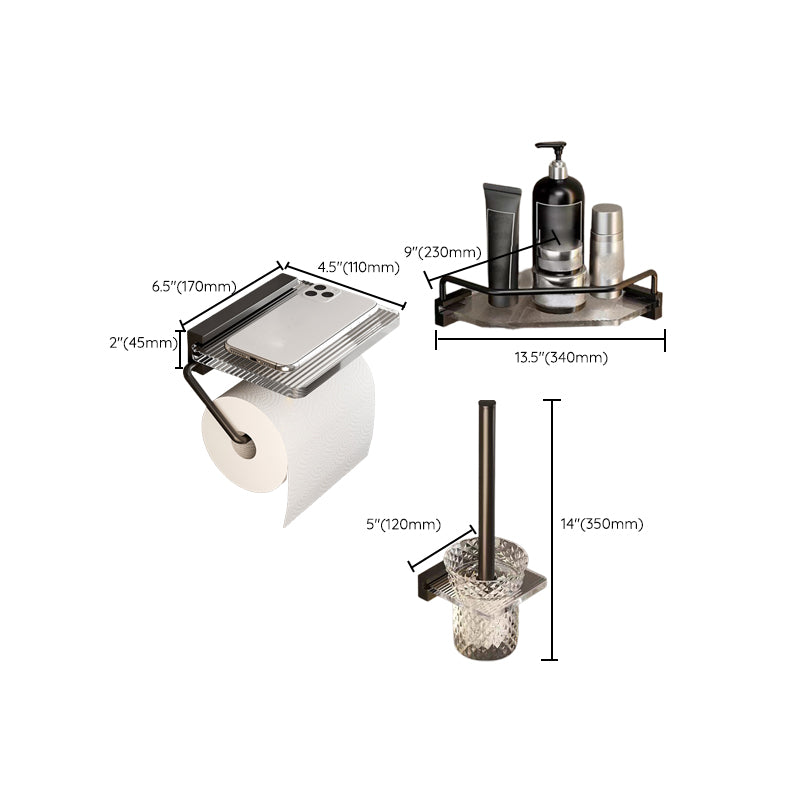 BowLift | Mattes Black Bathroom Hardware Set Metal & Acrylic Bathroom Shelf/Towel Holder/Bathrobe Hook