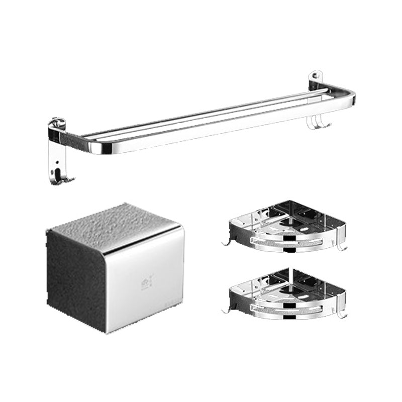 BowLift | Polished Chrome Bathroom Accessories Set made of Stainless Steel with Bathroom Shelf/Bathrobe Hook/Towel Bar