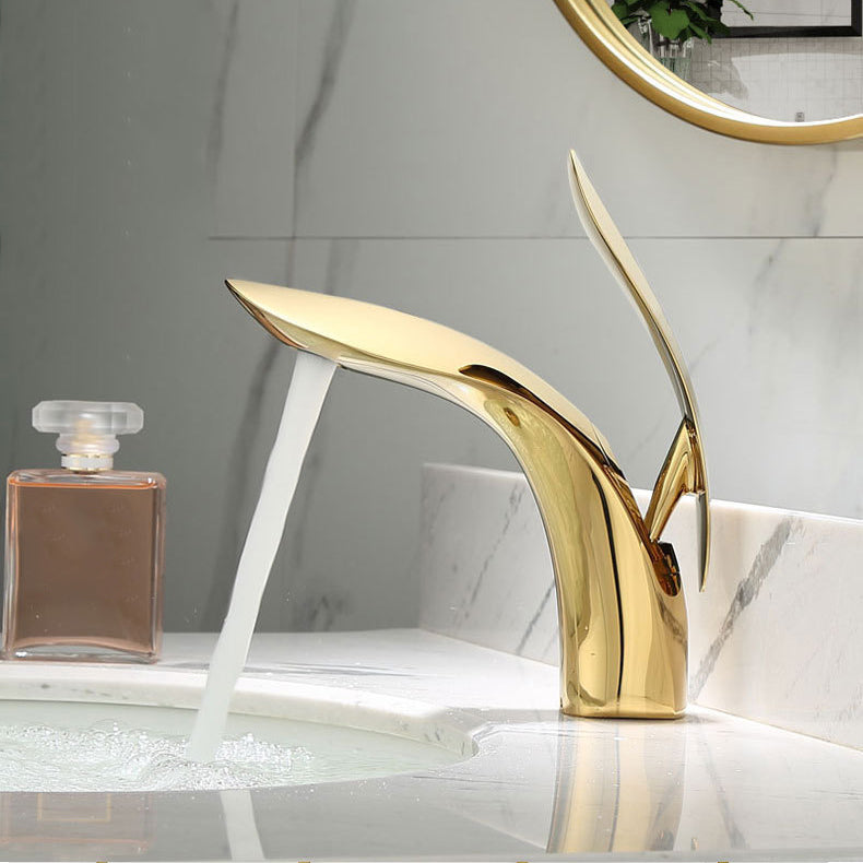 BowLift | Brass 1-Hole Basin Mixer Tap Lever Handle Sink Faucet Round Modern Faucet for Bathroom