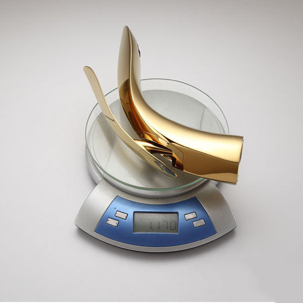 BowLift | Brass 1-Hole Basin Mixer Tap Lever Handle Sink Faucet Round Modern Faucet for Bathroom