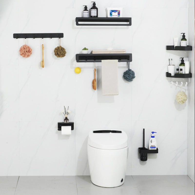 BowLift | 7-piece bathroom hardware set matte black/gray with bath shelf/towel holder/bath towel hooks