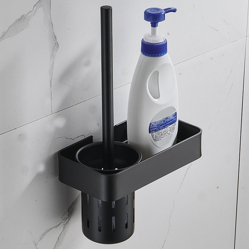 BowLift | 7-piece bathroom hardware set matte black/gray with bath shelf/towel holder/bath towel hooks