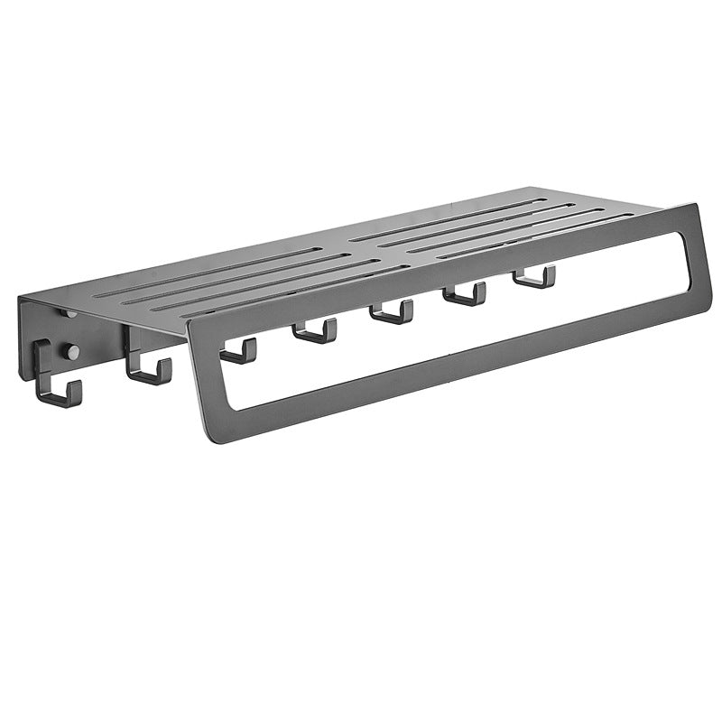 BowLift | 7-piece Bathroom Hardware Set Matte Black/Grey with Bath Shelf/Towel Holder/Bath Towel Hook