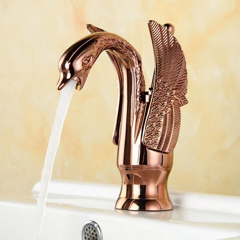 BowLift | Full brass bathroom sink faucet hot and cold water single handle sink faucet