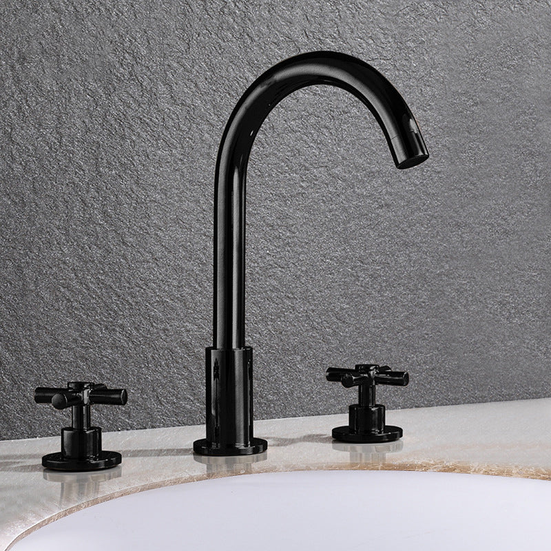 BowLift | Goose Neck Bathroom Basin Faucet 2 Handles Hot and Cold Water Basin Faucet with Drain