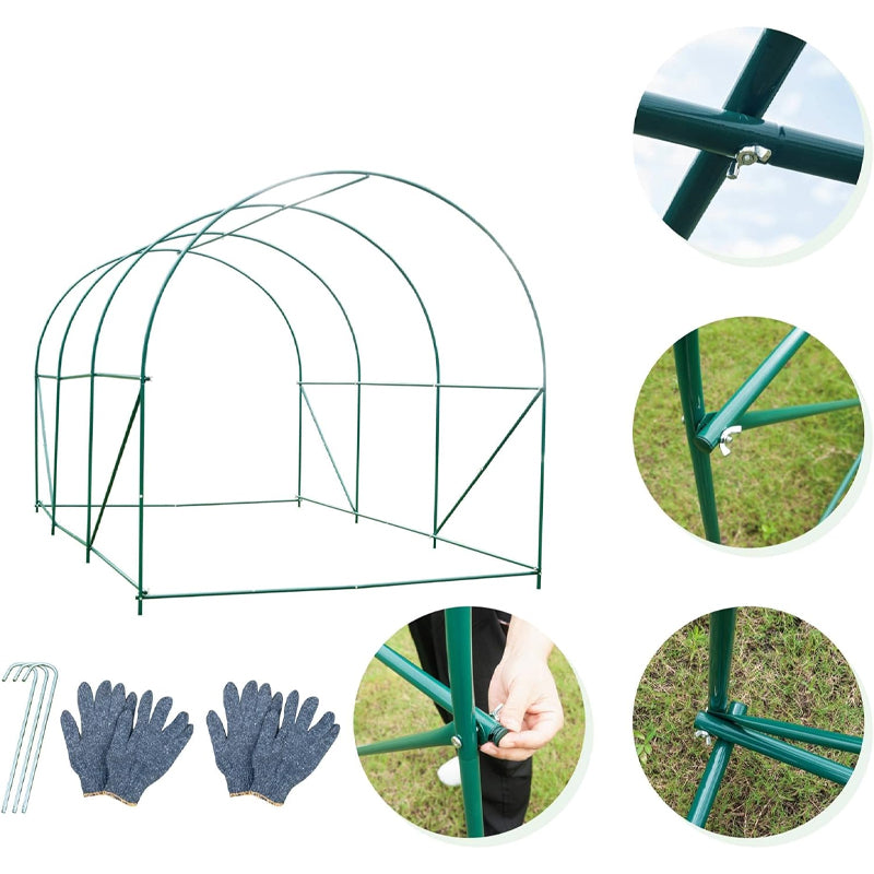 BowLift | 10x7x7FT Walk-in Tunnel Greenhouse with 6 Screen Windows Reinforced Frame Green House