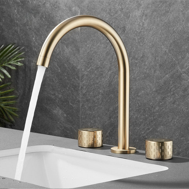 BowLift | Double Handle Tub Filler Deck Mounted High Arc Brass Modern Roman Tub Filler