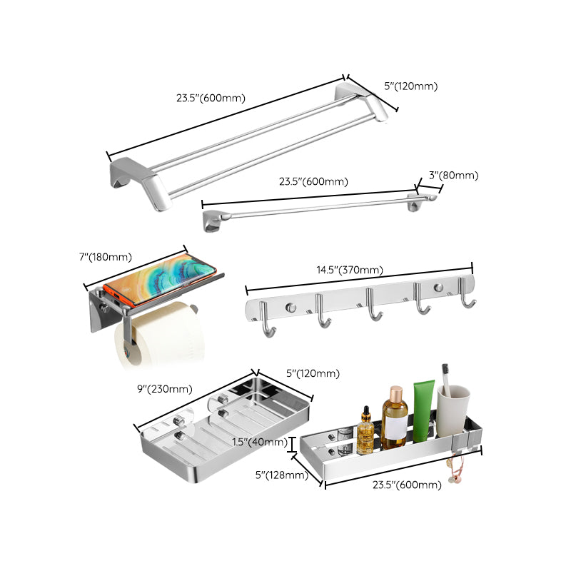 BowLift | Silver Bathroom Accessories Hardware Set Modern Bathroom Accessories Kit