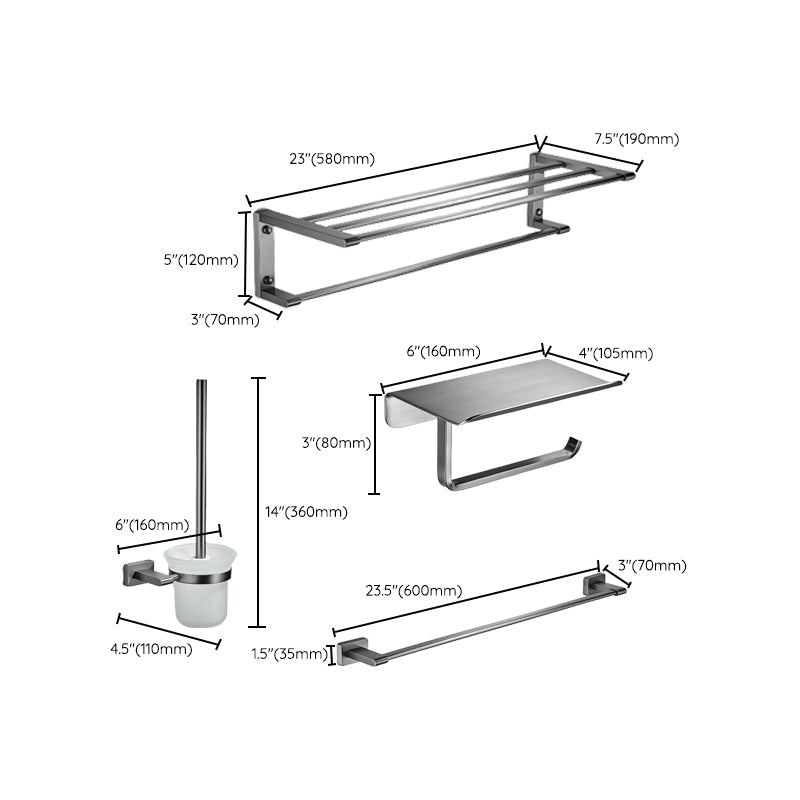 BowLift | Matte Gray Bathroom Set Metal Bathroom Accessories Hardware Set