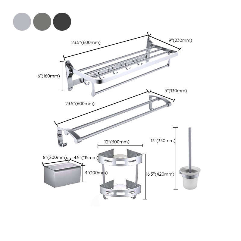 BowLift | Contemporary Metal 5-piece Bathroom Accessories Set with Bath Shelf