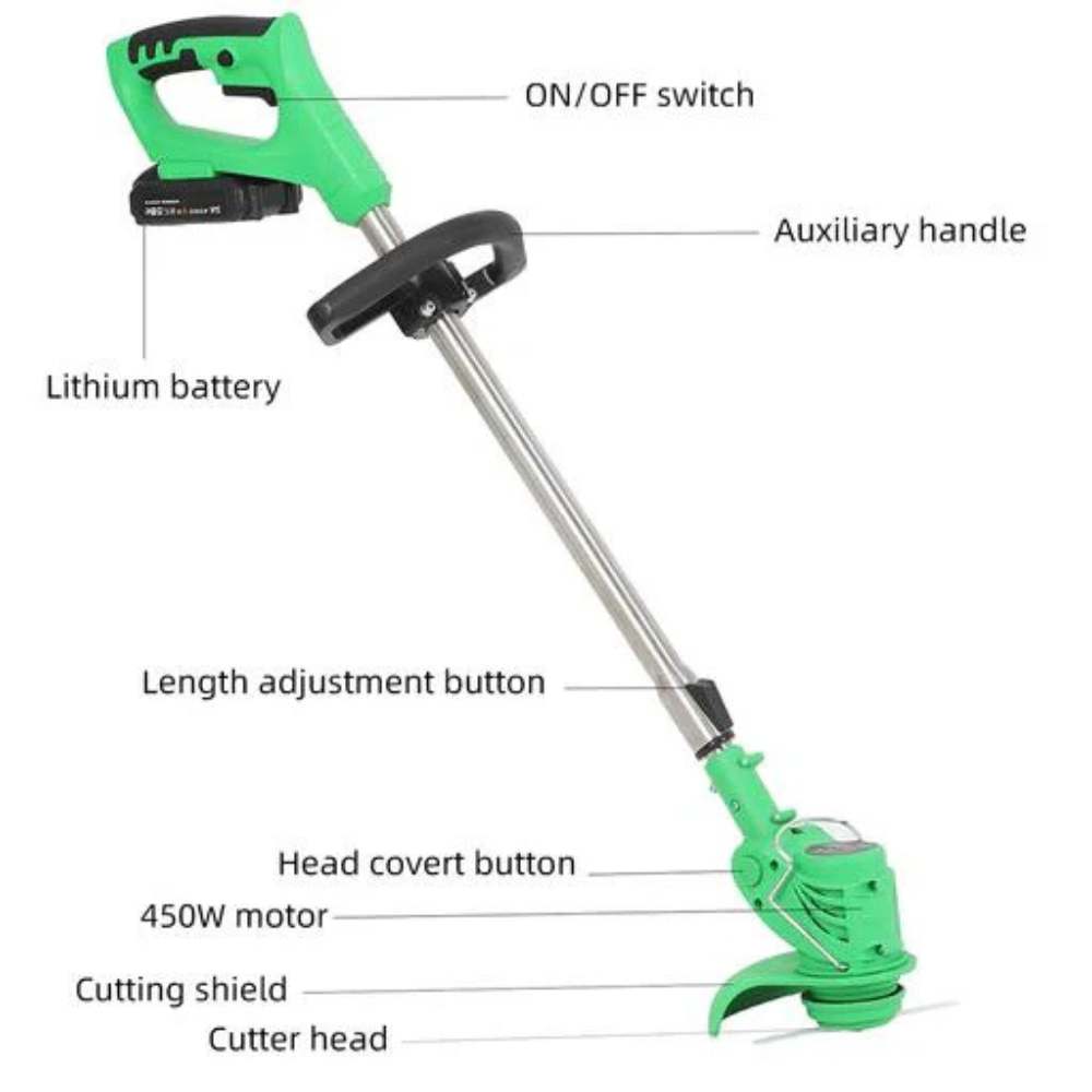 BowLift | Cordless Grass Trimmer with Adjustable Cutting Width for Lawn Care & Garden Maintenance