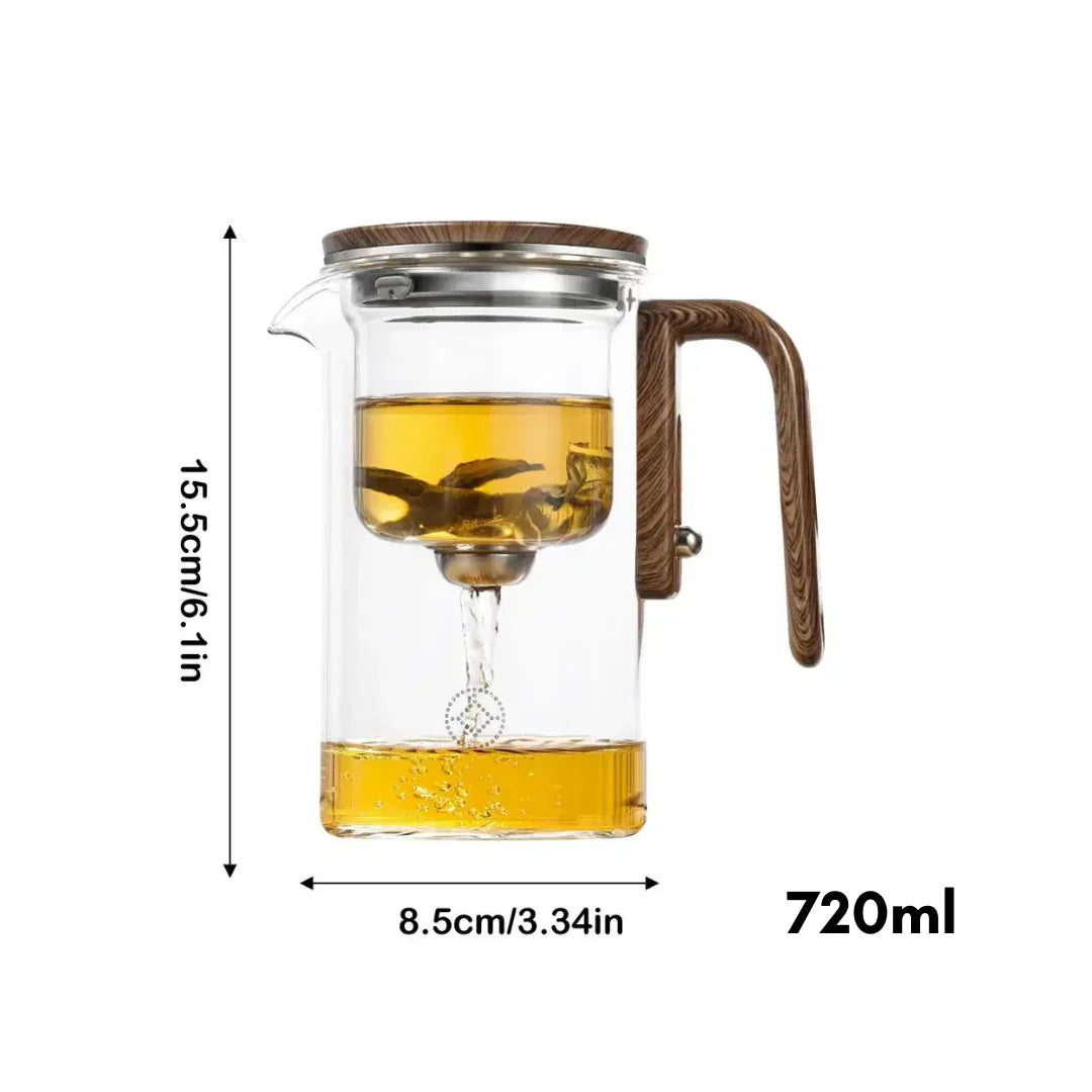 BowLift | Elegant Teapot Made of Glass with Wooden Handle – Transparent Teapot for Tea Enjoyment