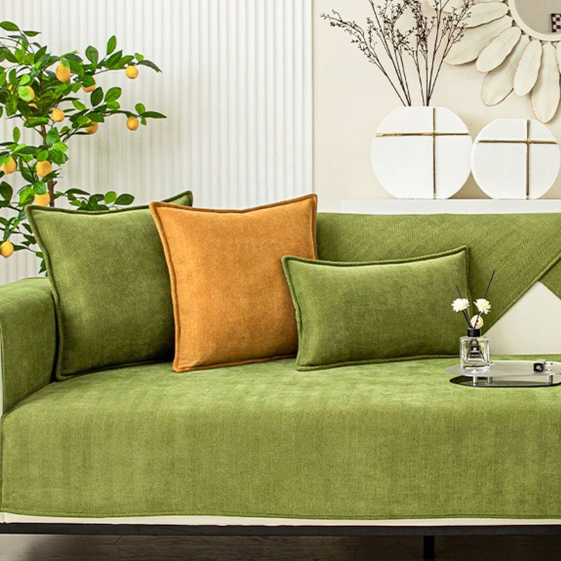 BowLift | Wavy Check Chenille Fabric Furniture Protector Sofa Cover