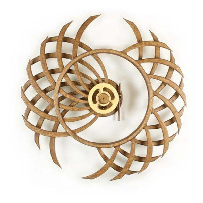 BowLift | Handmade Kinetic Wall Sculpture | Mechanical Spring-Driven Wooden Automata | 14-24 Hour Runtime | Precision-Balanced Hardwood Gears | 35cm Geometric Wall Art | Style 1 (Boomerang) & Style 2 (Vice Versa)