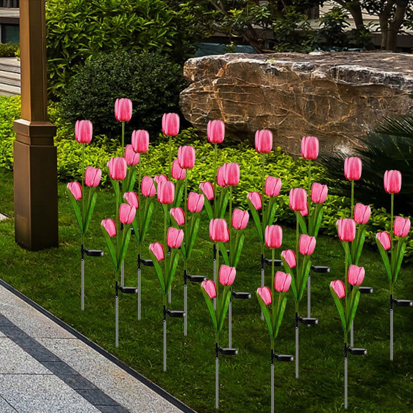 BowLift | Solar Tulip Lawn Light Outdoor Garden LED Tulip Flower Light Ground Stake Landscape Light