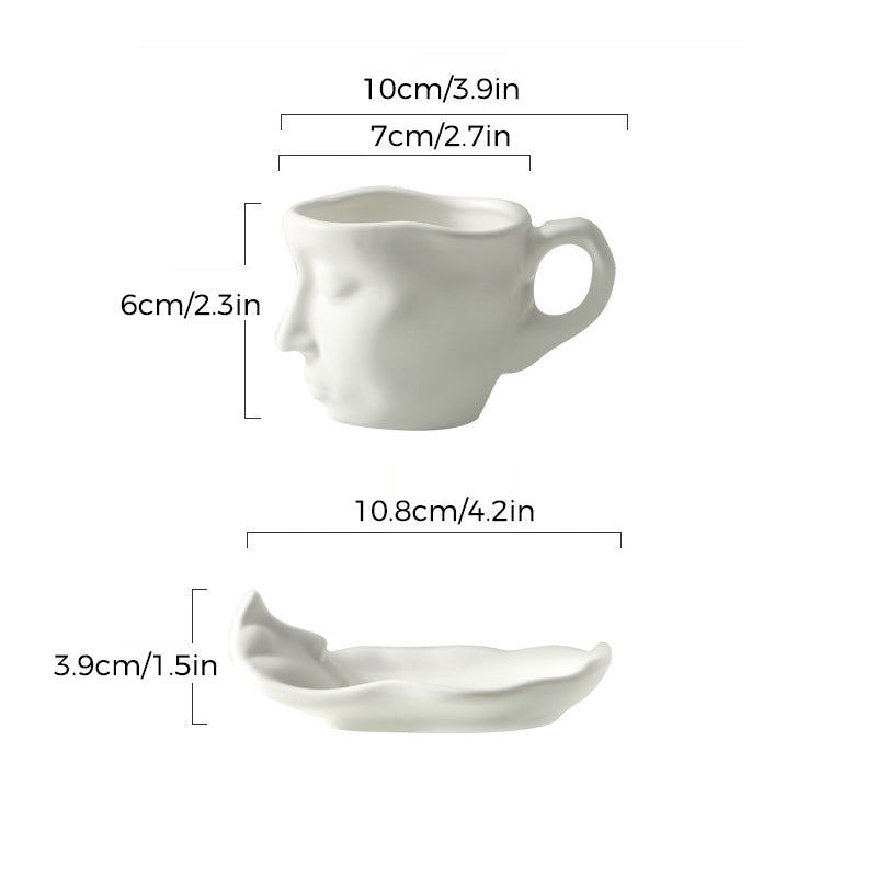 BowLift | Metal Touching Face Creative Ceramic Kiss Coffee Cup, Artistic Vibe Mug & Saucer Set