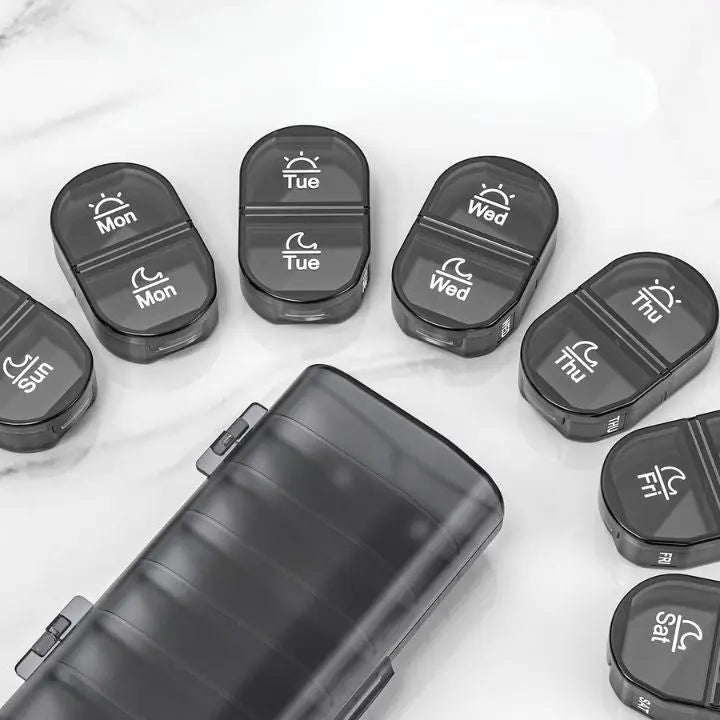 BowLift | 7-Day AM/PM Pill Organizer – Portable Pill Box for Week & Travel