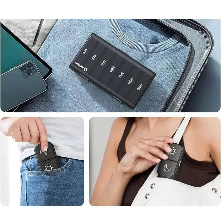 BowLift | 7-Day AM/PM Pill Organizer – Portable Pill Box for Week & Travel