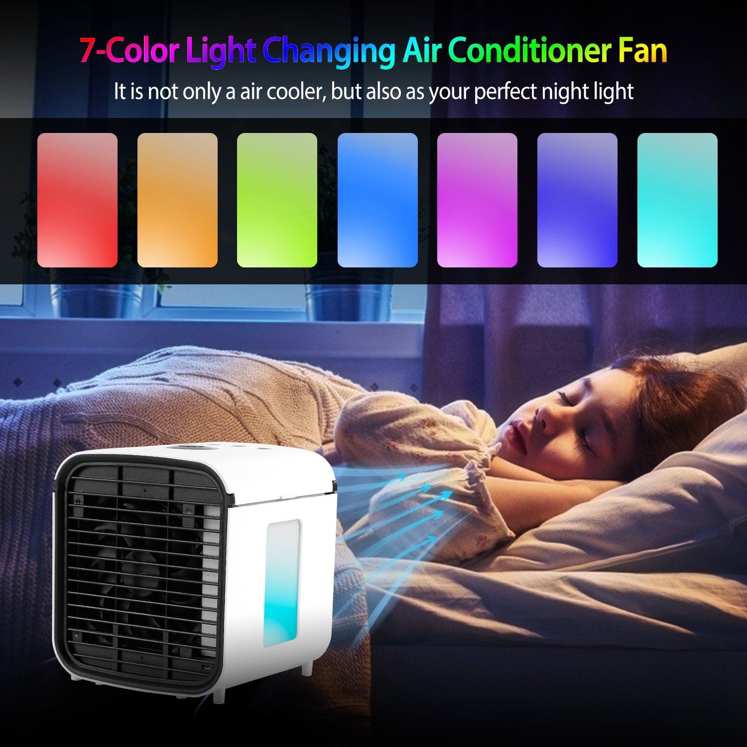 BowLift | 7-Colors Switchable Portable Mini Air Conditioner Cooler Fan
