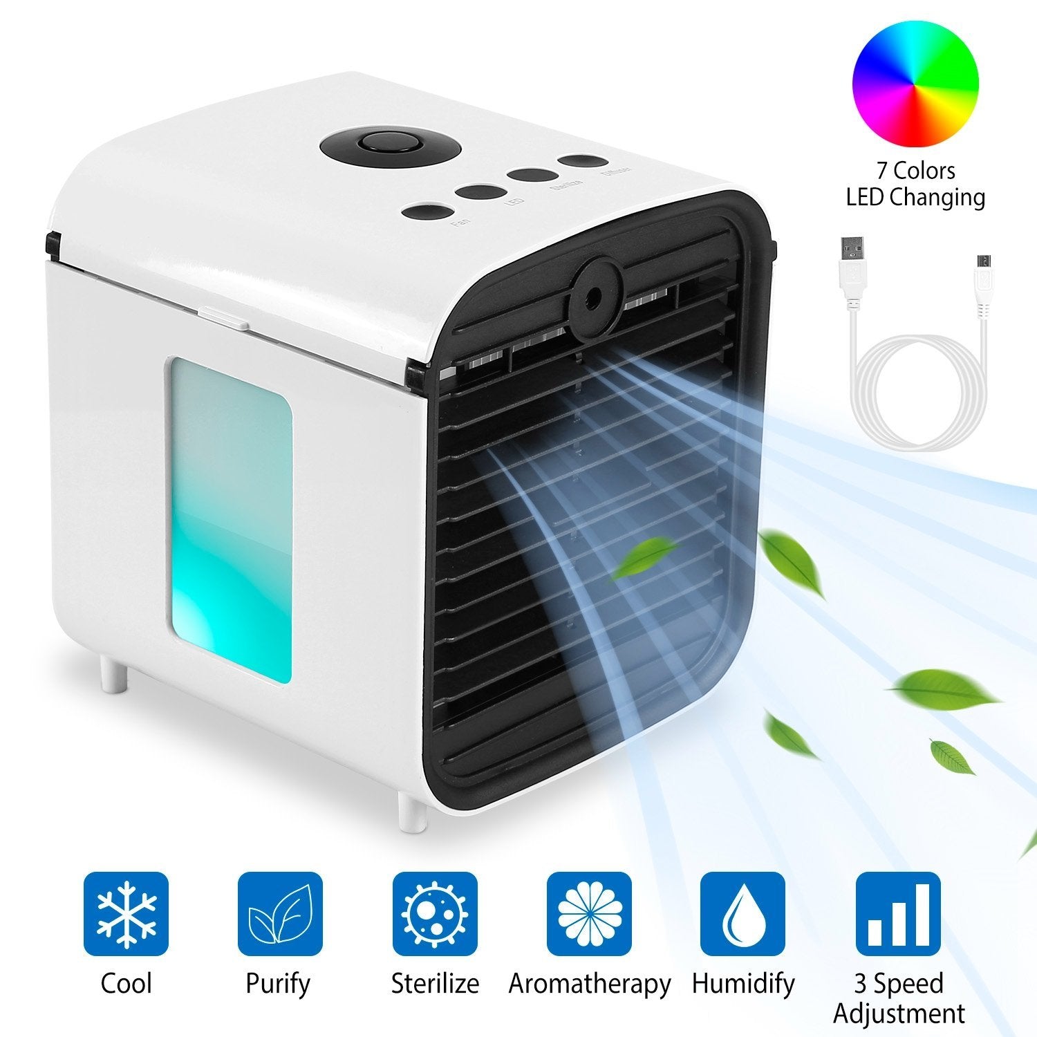 BowLift | 7-Colors Switchable Portable Mini Air Conditioner Cooler Fan