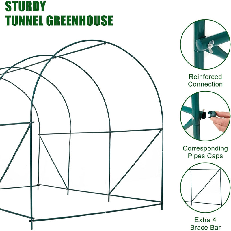 BowLift | 12×6.6×6.6FT Greenhouse Heavy Duty Walk-in Tunnel Greenhouse Galvanized Frame Plant Hot House