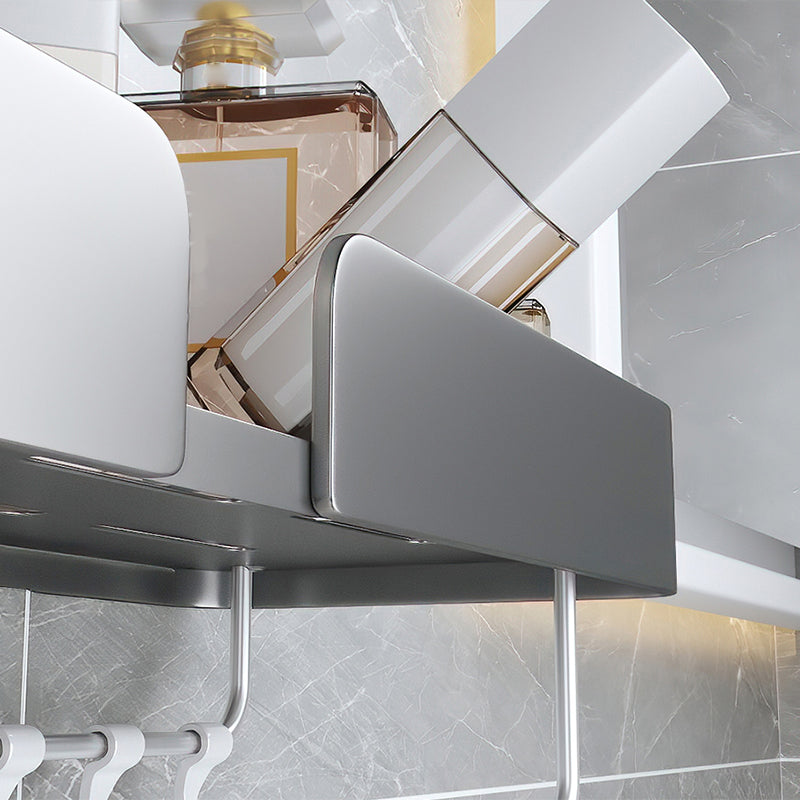 BowLift | 3-piece modern bathroom hardware set aluminum bathroom shelf in gray