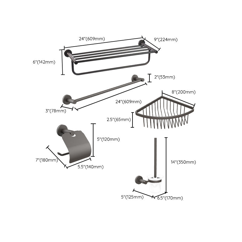 BowLift | Gray Accessory Hardware Set Modern Bathroom Accessory Hardware Set
