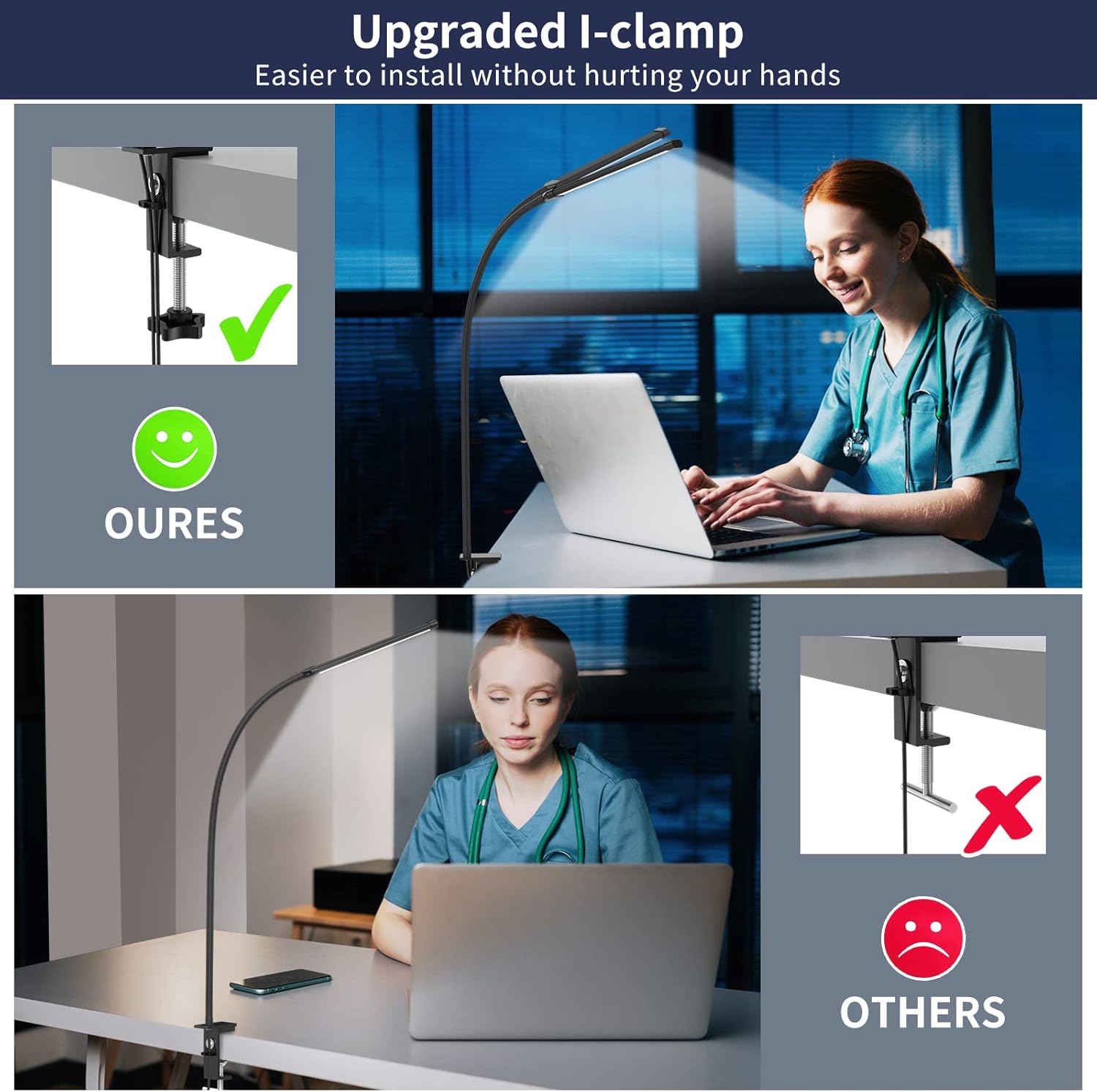 BowLift | 77 LED Desk Clamp Lamp with 70cm Flexible Gooseneck – Ravien