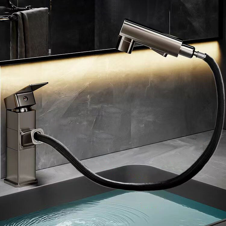BowLift | Bathroom Vessel Faucet Swivel Spout Single Handle Faucet with Pull-Out Spray Head