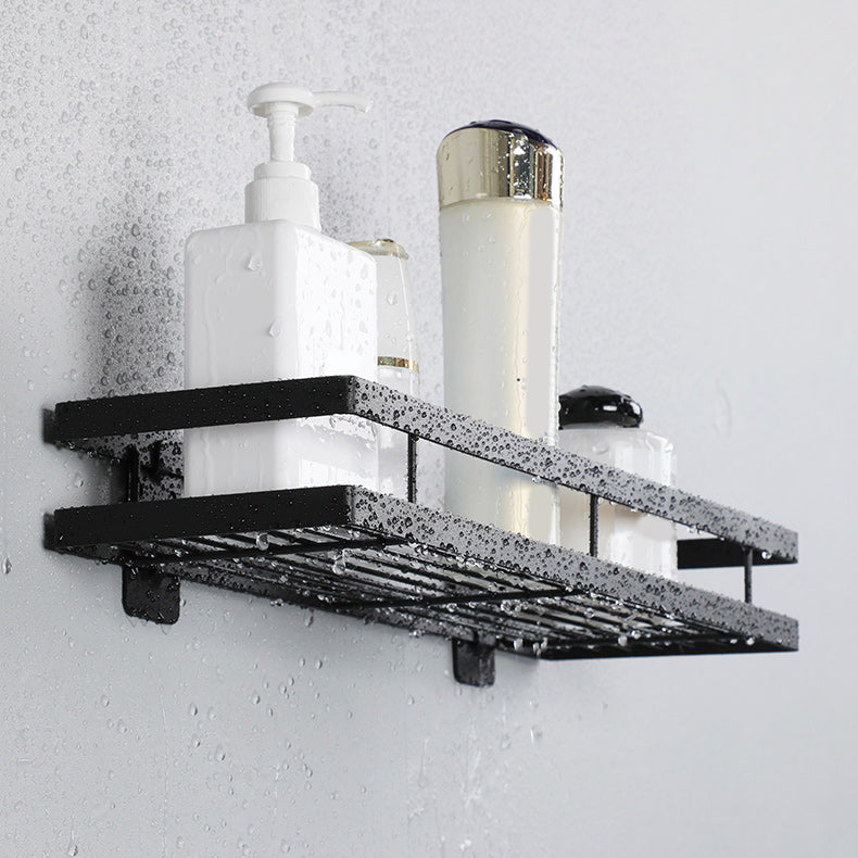 BowLift | 2-piece bathroom shelf made of matte black metal bathroom hardware set