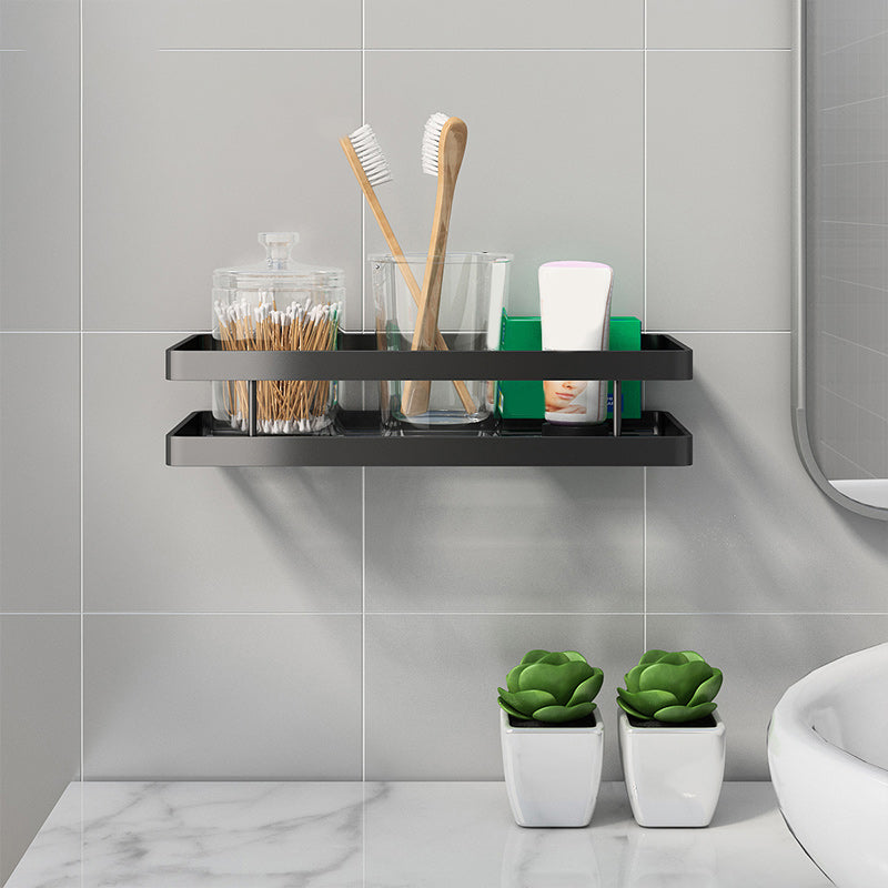 BowLift | 2-piece bathroom shelf made of matte black metal bathroom hardware set