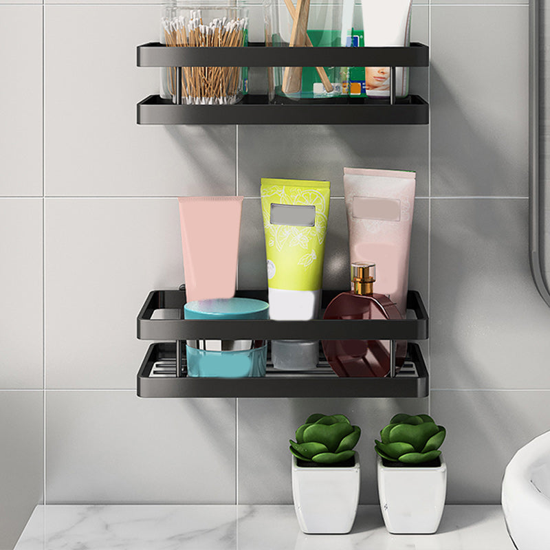 BowLift | 2-piece bathroom shelf made of matte black metal bathroom hardware set