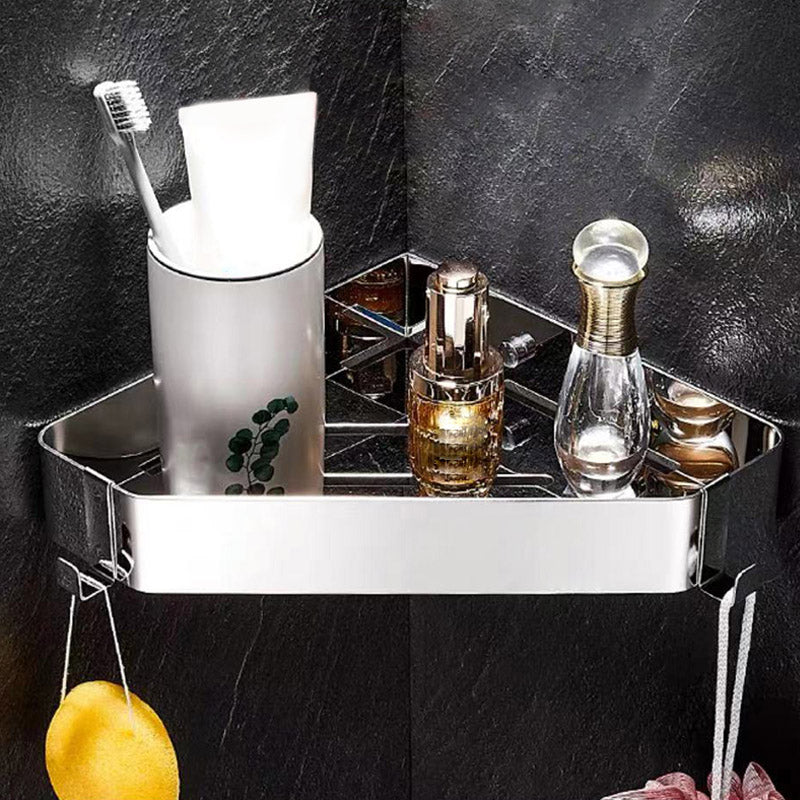 BowLift | 2-piece stainless steel bathroom accessory set 30 cm W triangular bathroom shelf