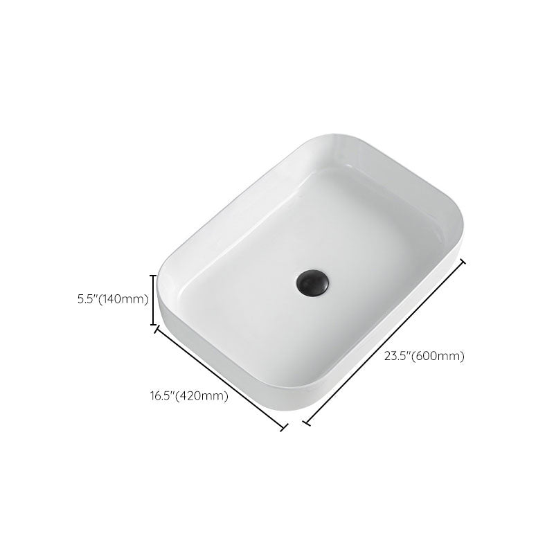BowLift | Contemporary Bathroom Sink Porcelain Rectangular Vessel Sink Sink Only