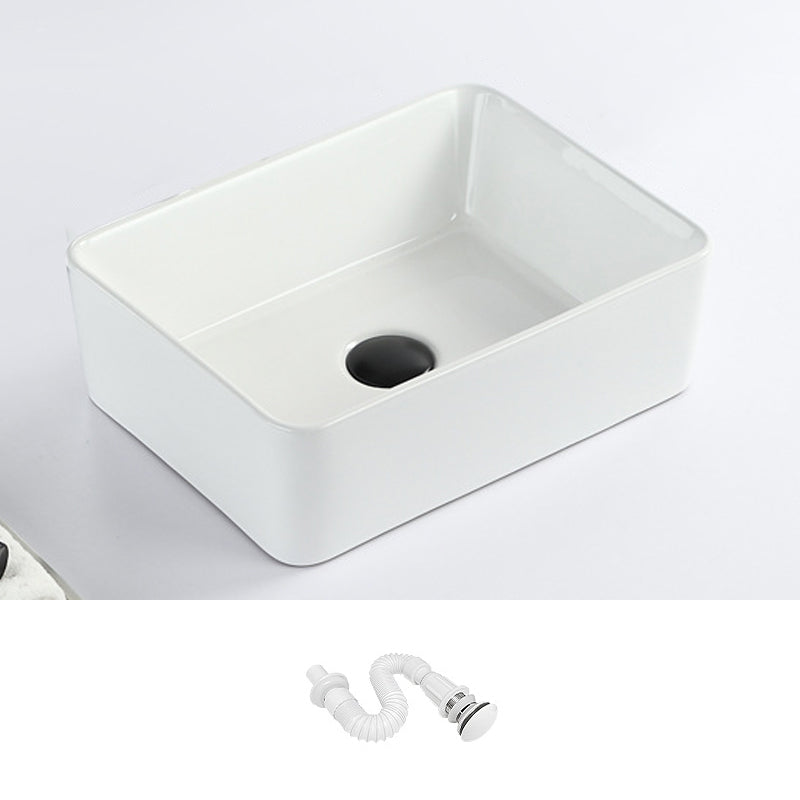BowLift | Contemporary sink with pop-up drain porcelain rectangular basin