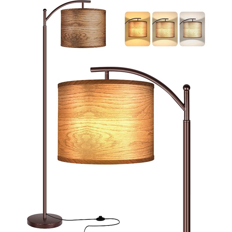 BowLift | Floor lamp with 3 color temperatures LED bulb, floor lamp high industrial floor lamp reading for bedroom, office, white lampshade included