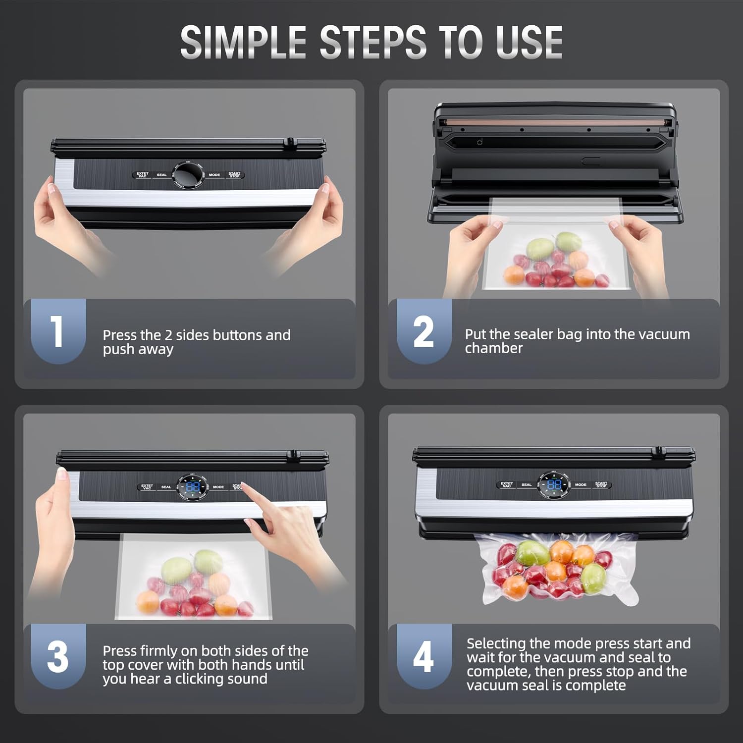 BowLift | 8-in-1 Vacuum Sealer with Built-In Cutter | Food Saver Machine for Dry & Moist Foods