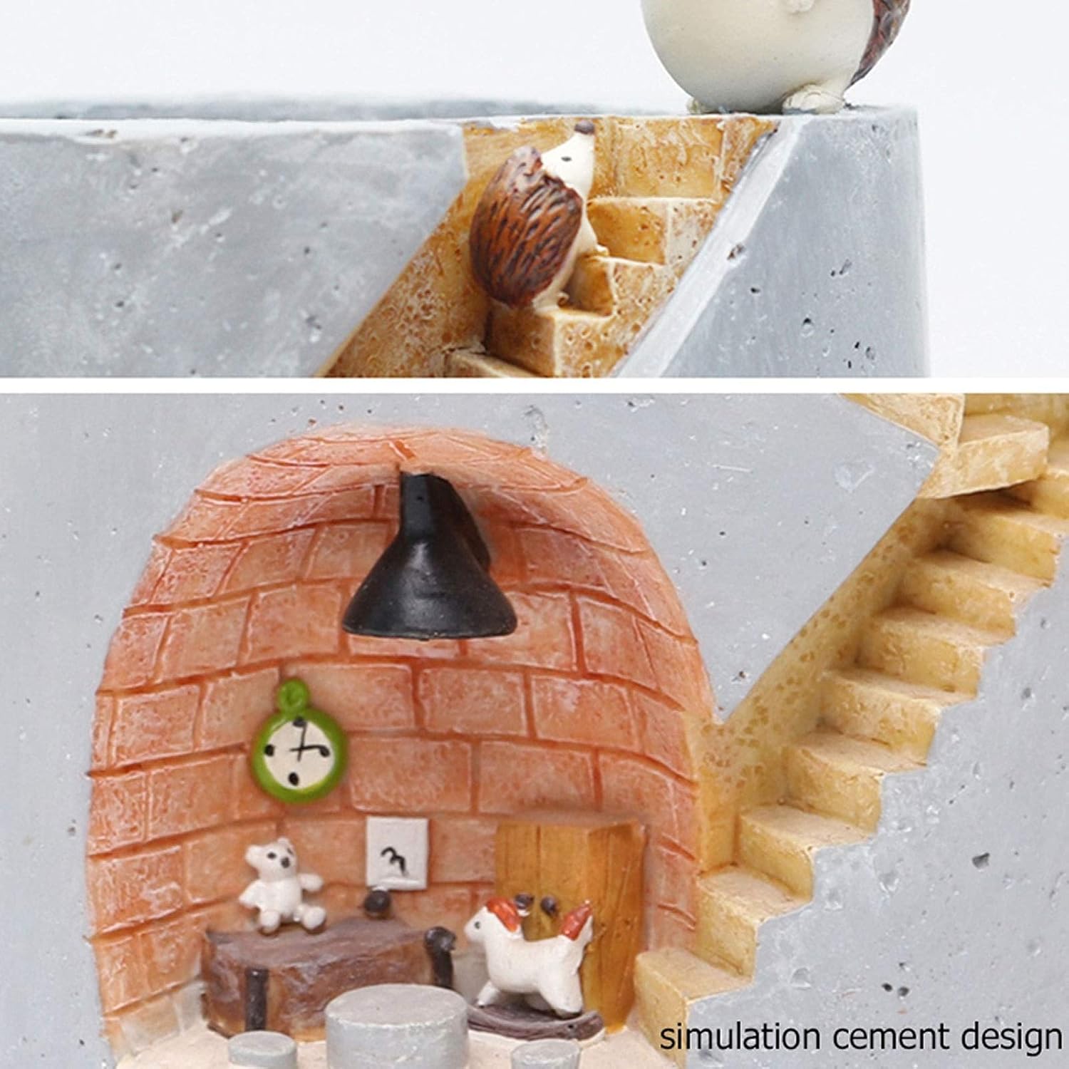 BowLift | Decorative plant pot with hedgehog and rabbit miniature – Creative staircase design for plants